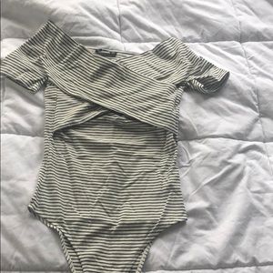 Off The Shoulder Striped Body Suit